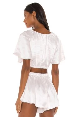 Fall 2020 Tops Flutter Sleeve Satin Top