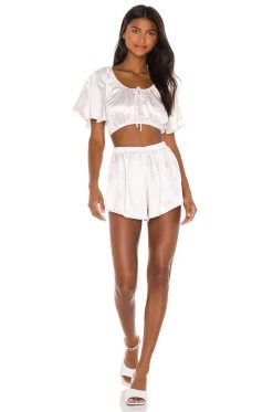 Fall 2020 Tops Flutter Sleeve Satin Top