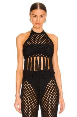 Spring 2022 Tops Zene Fringe Halter Top